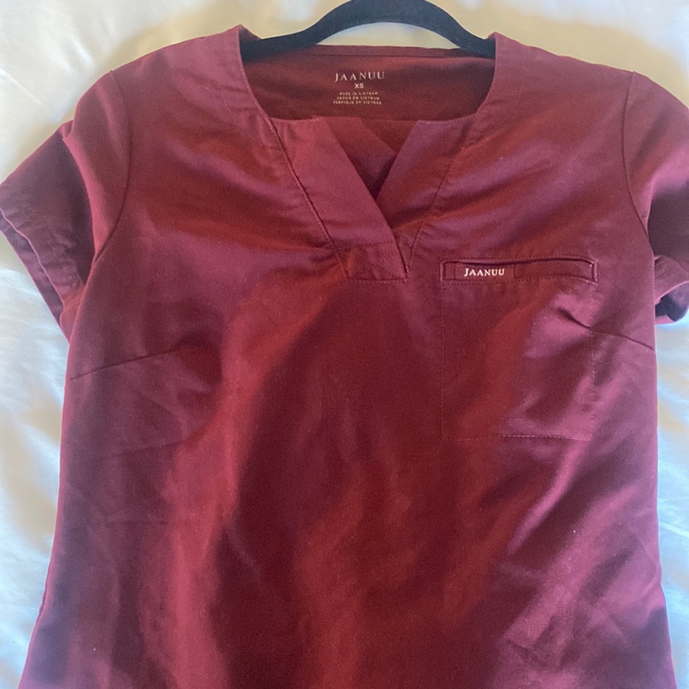 JAANU Burgundy Scrubs Top + Bottoms